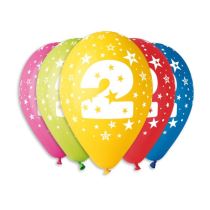 Balónky potisk čísla "2" - 5ks v bal. 30cm - Oslavy